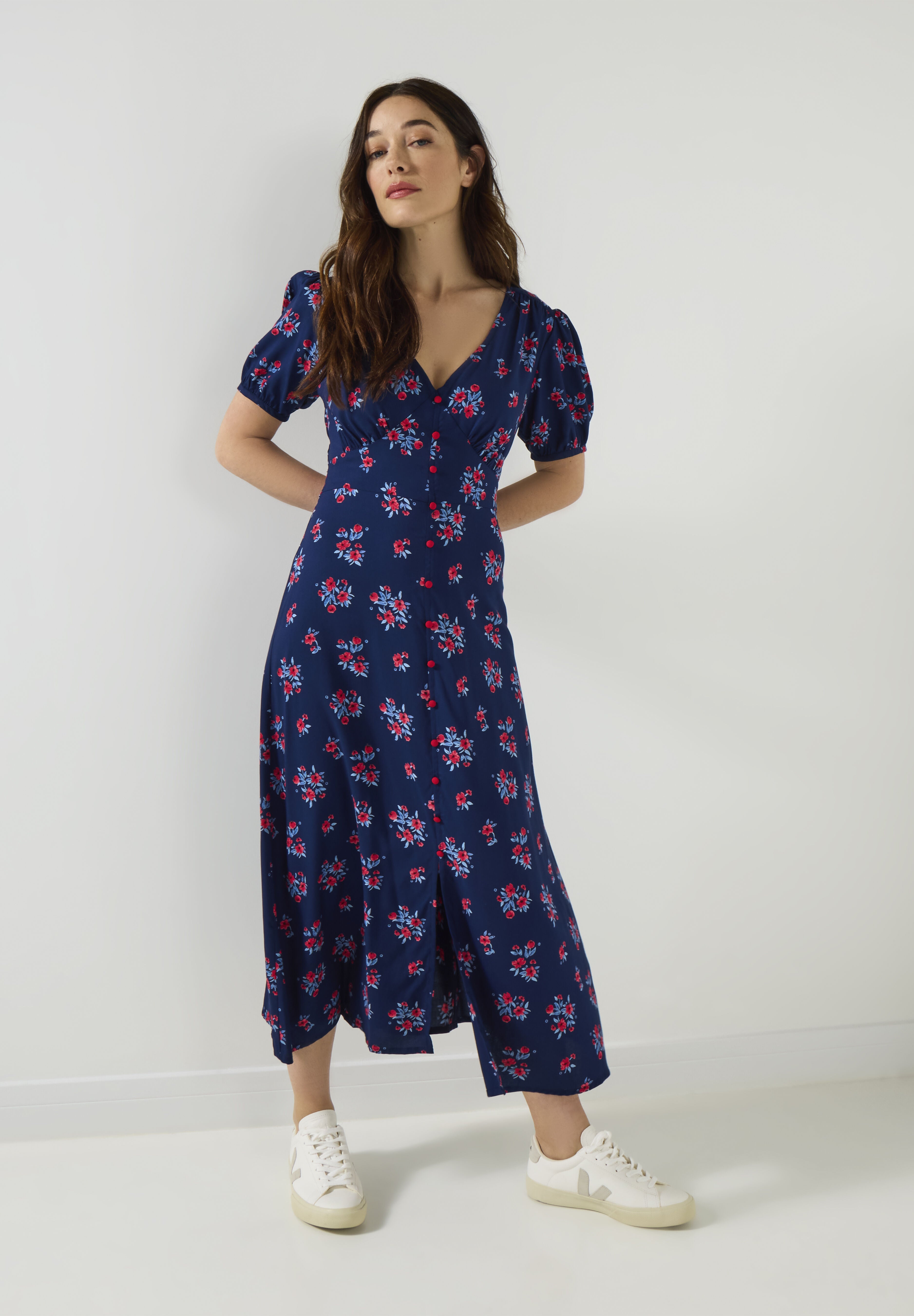 Tea Midi Dress, NAVY DAINTY BLOOM, alternate image number 4
