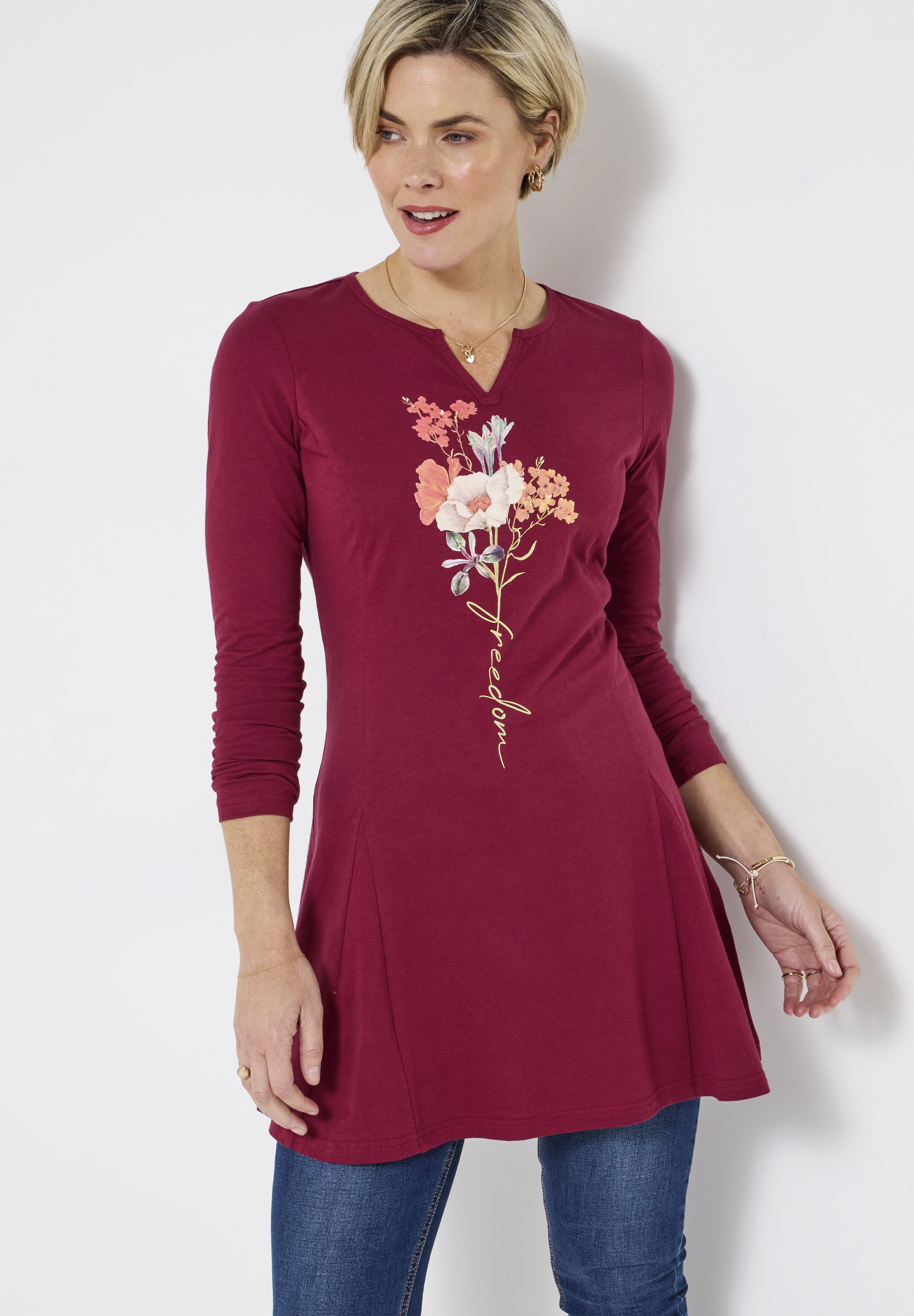 Stretch Knit Pleat Tunic