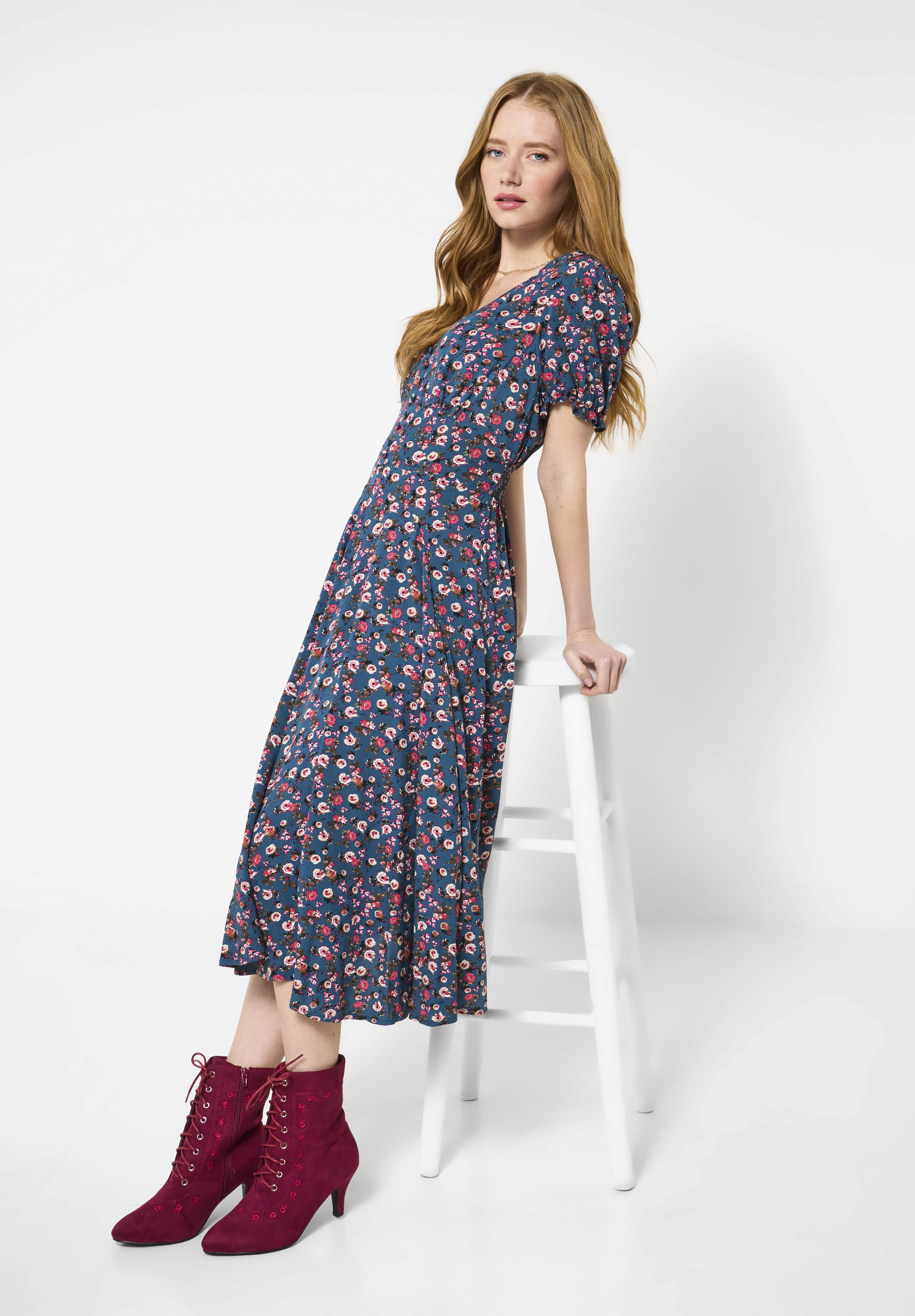 Short Sleeve Tea Dress, DUSTY DITSY ROSE, alternate image number 4