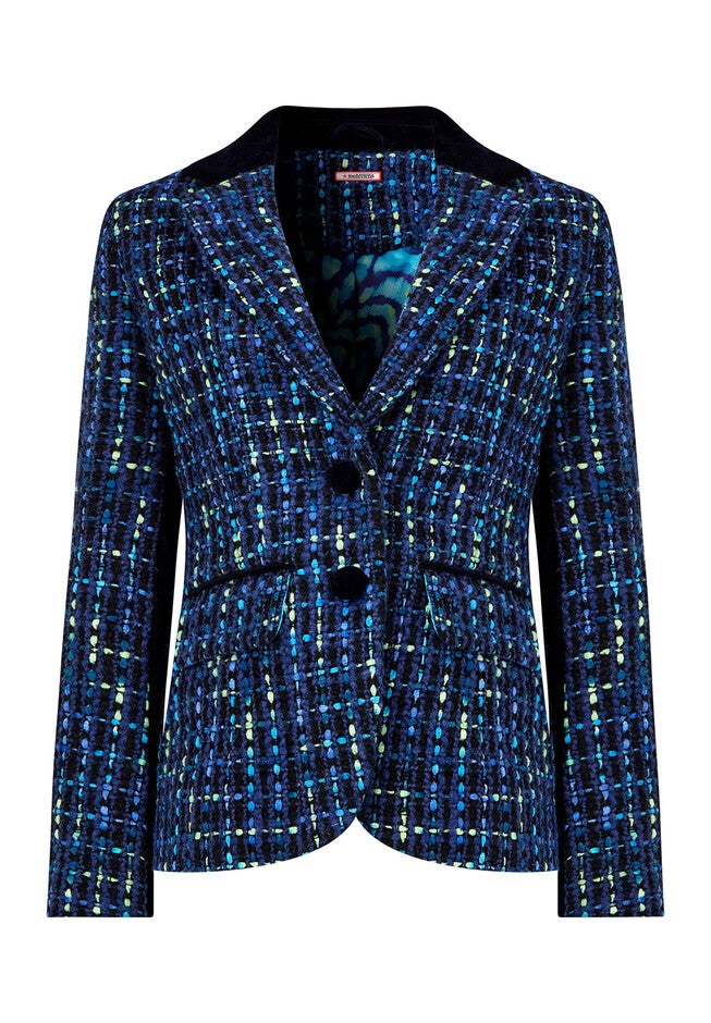 Single Breasted Tweed Blazer, NAVY TWEED, alternate image number 2