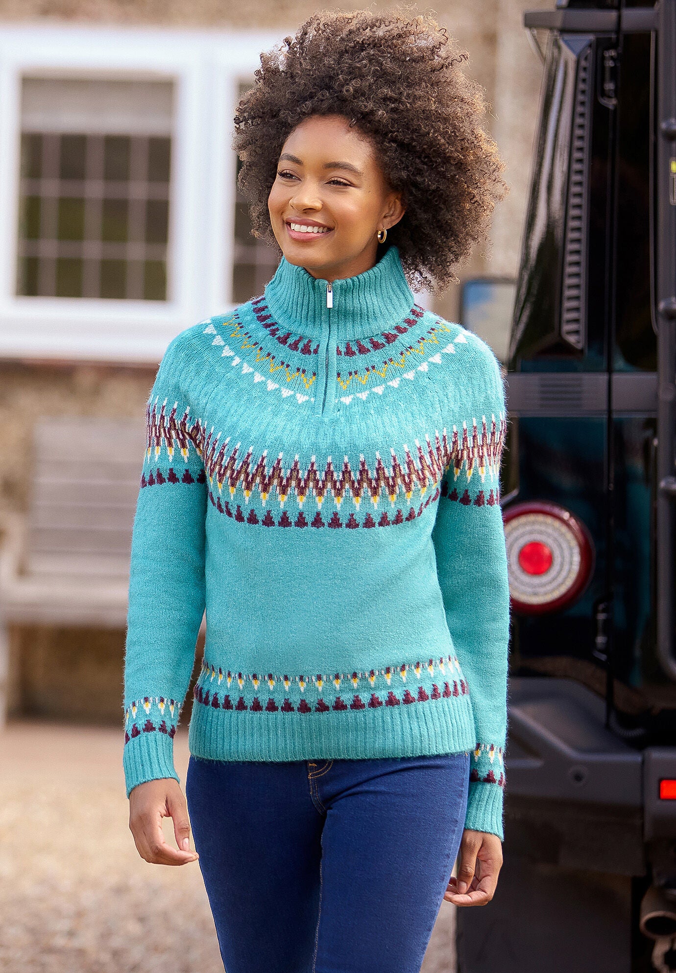 Fair Isle Quarter Zip Sweater