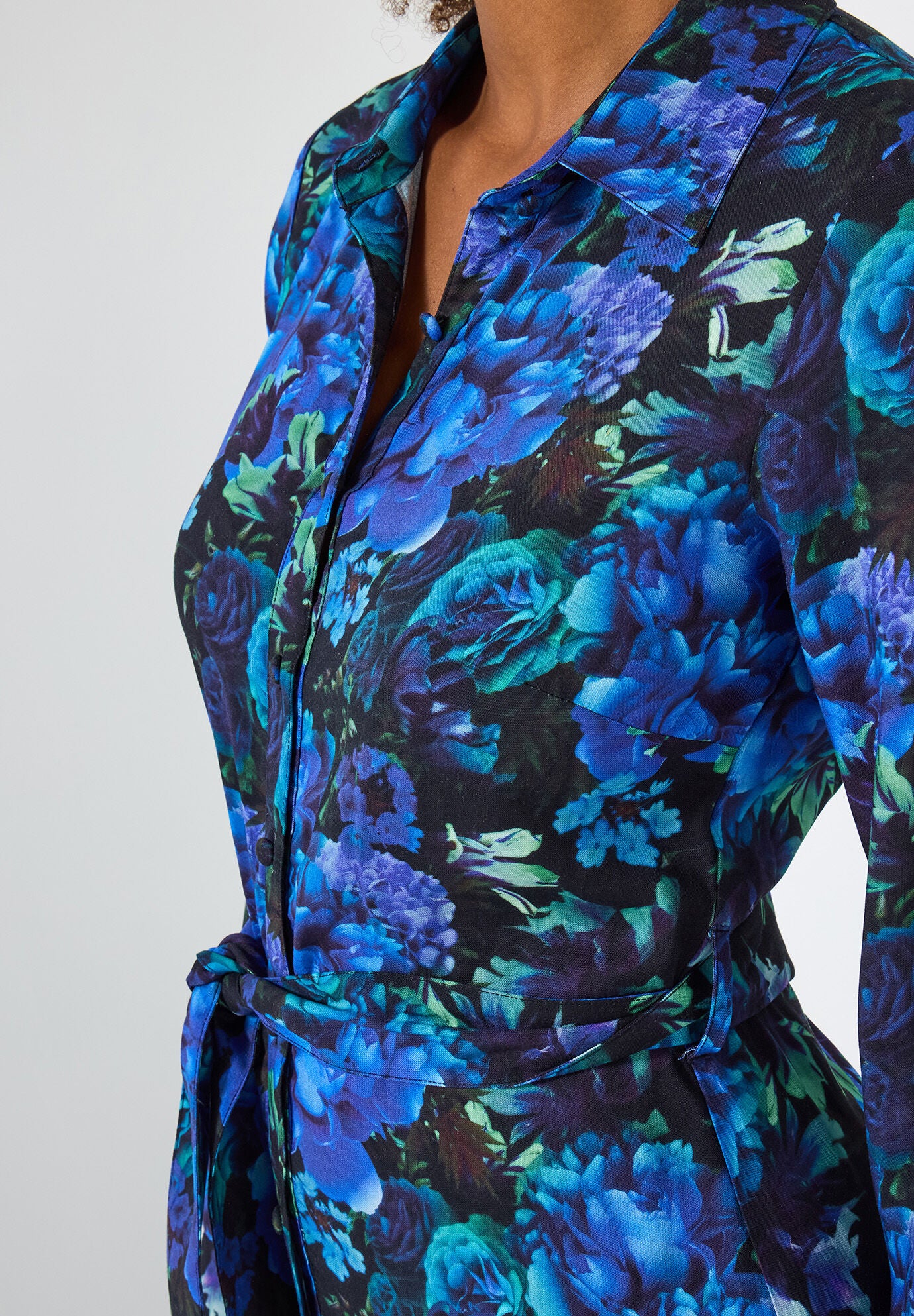 Garden Maxi Shirtdress, SAPPHIRE POPPY FLORAL, on-hover image number 1