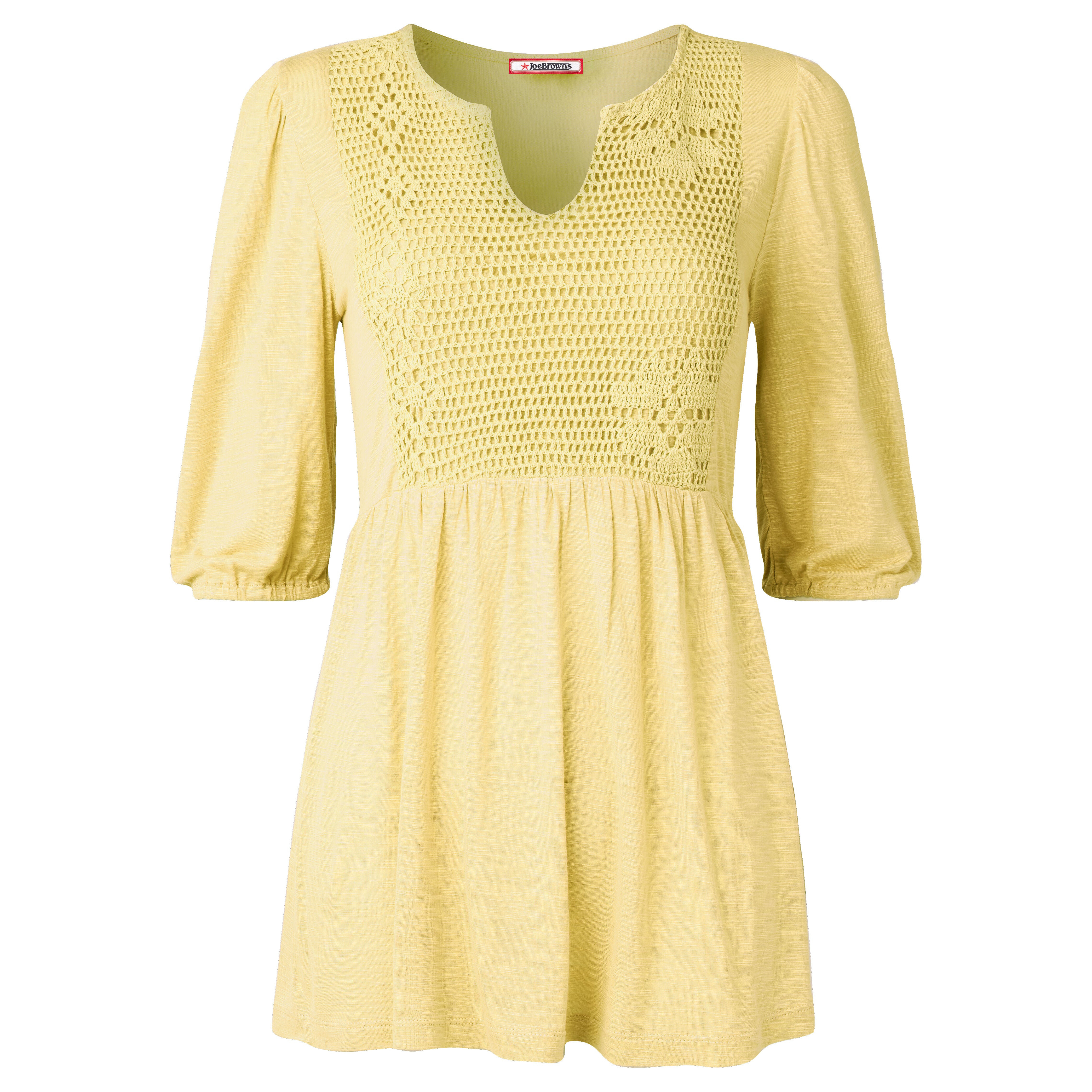 Notch Neck Babydoll Tee, BUTTER, alternate image number 3