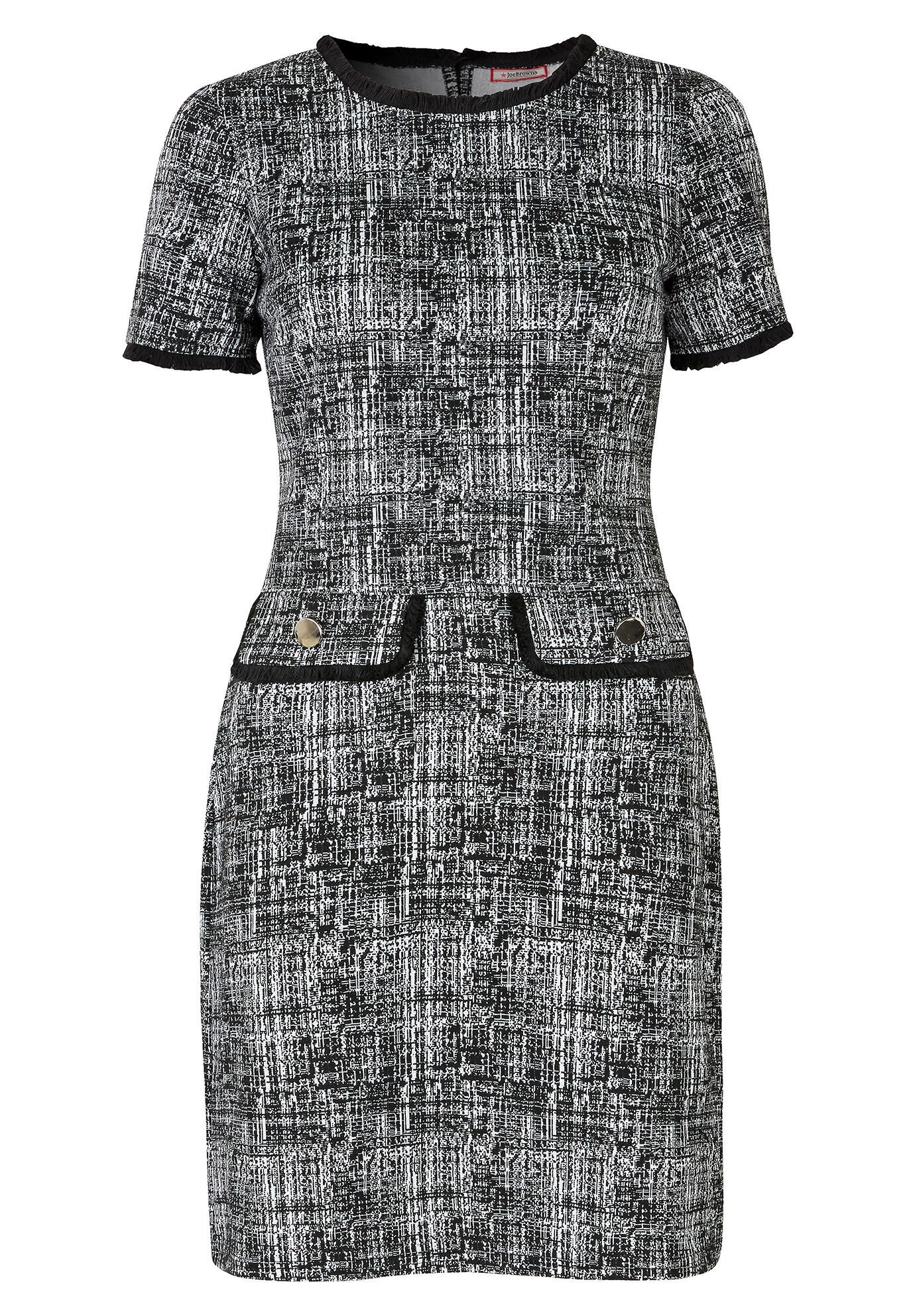 Stretch Tweed Shift Dress, BLACK GRAPHIC TWEED, alternate image number 4