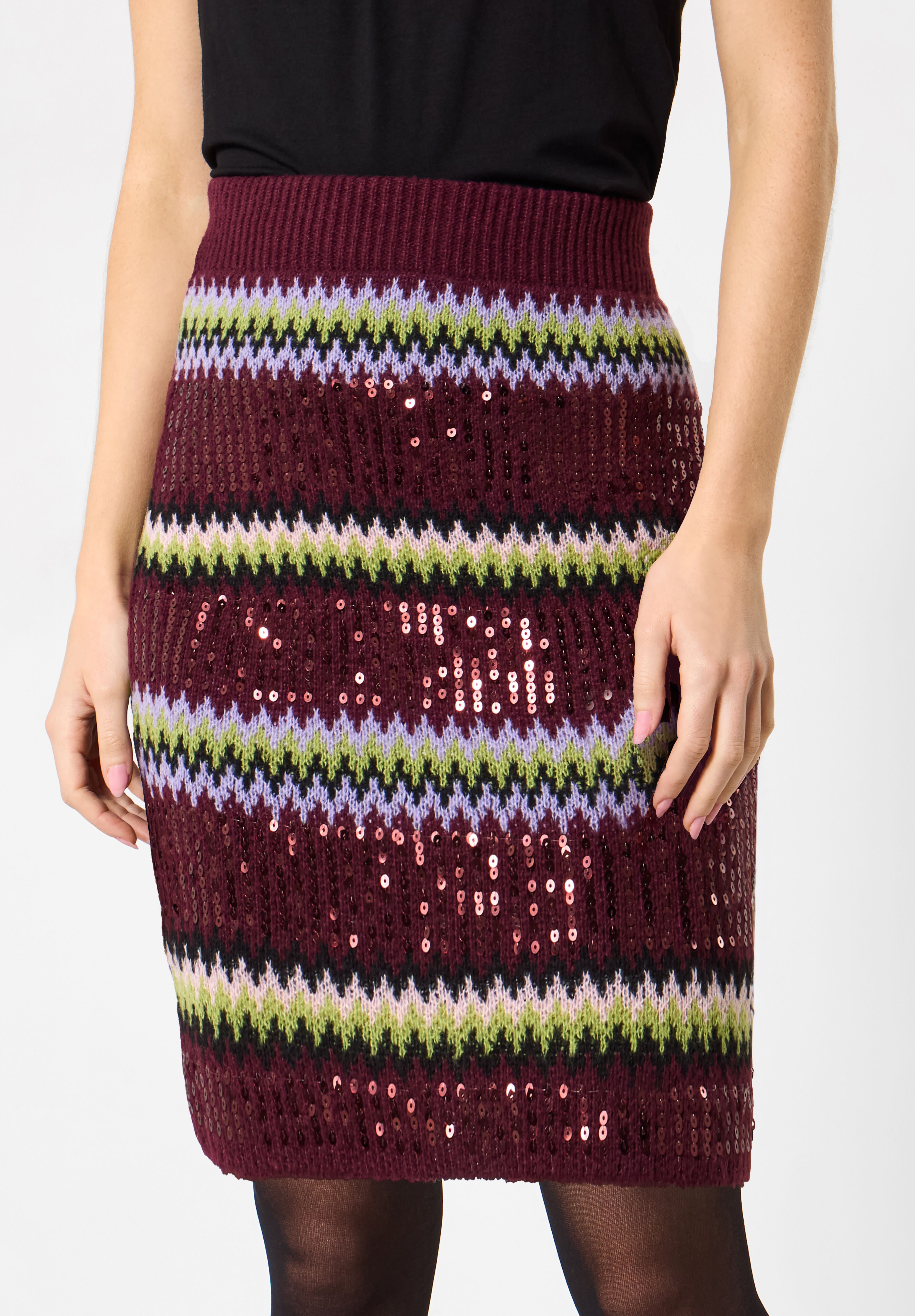 Sequin Sweater Skirt, SEQUIN STRIPES, on-hover image number 1