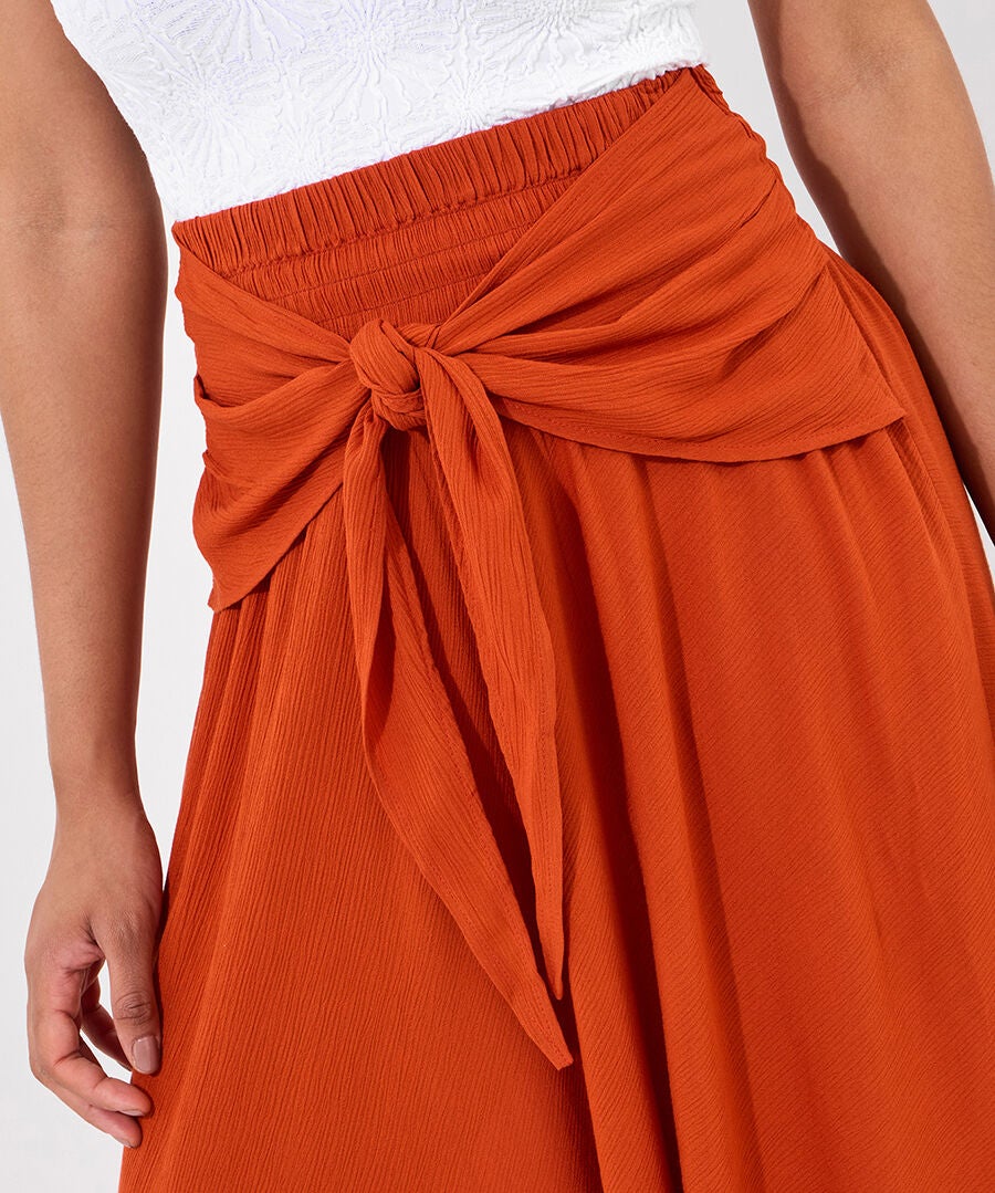 Tie Waist Skirt, RUST, alternate image number 2