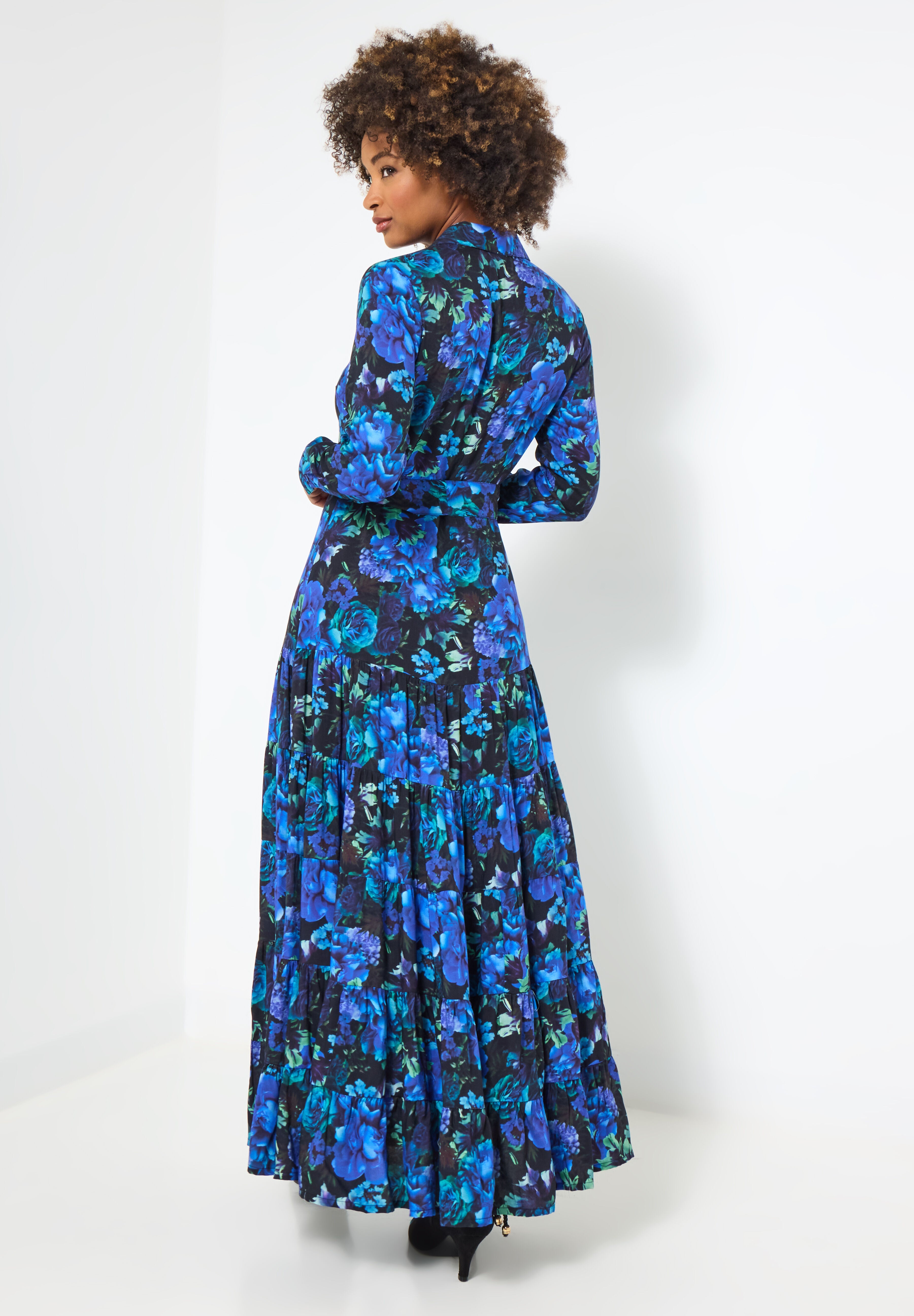 Garden Maxi Shirtdress, SAPPHIRE POPPY FLORAL, alternate image number 2