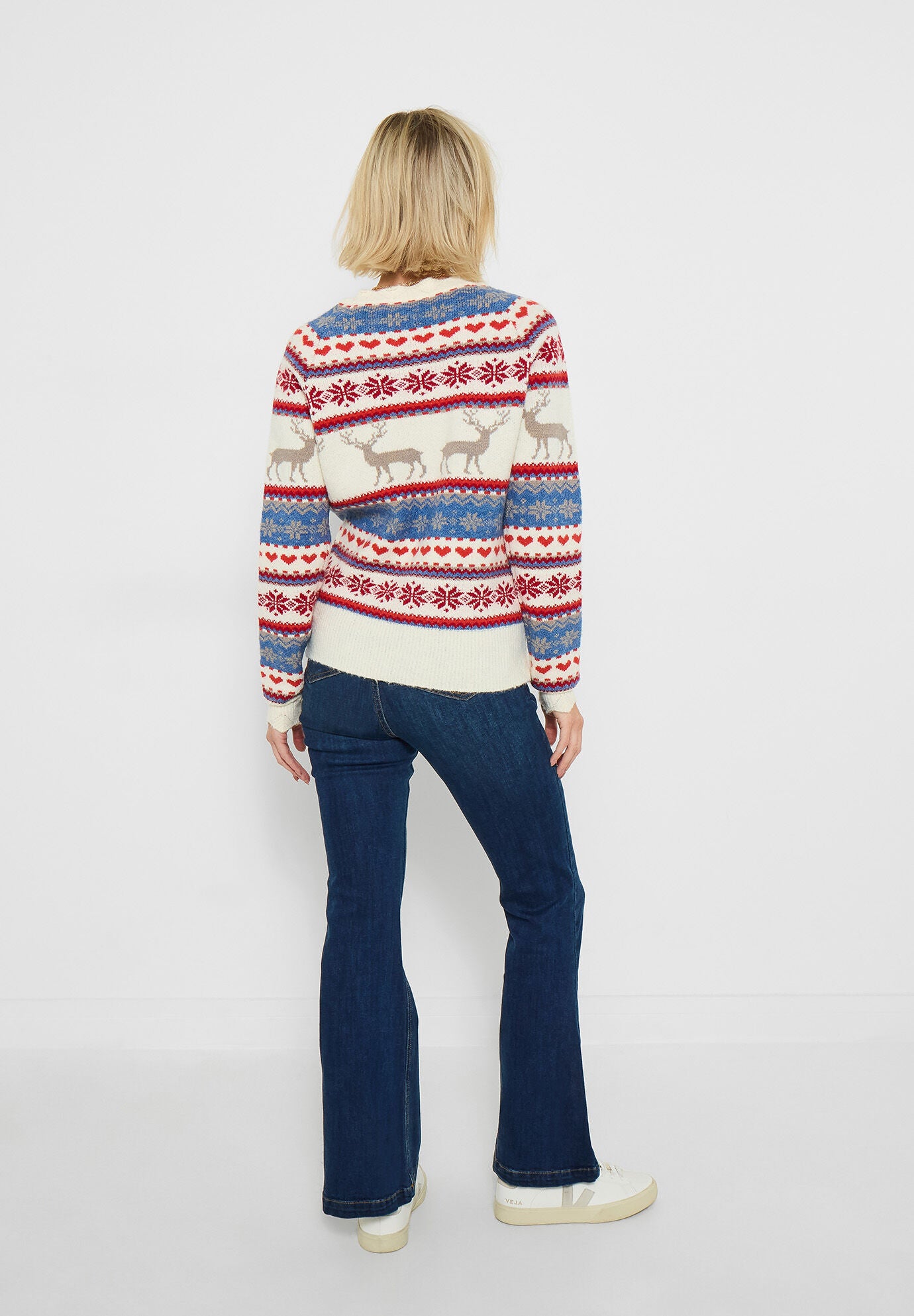 Novelty Reindeer Cardigan Sweater, REINDEER, alternate image number 2