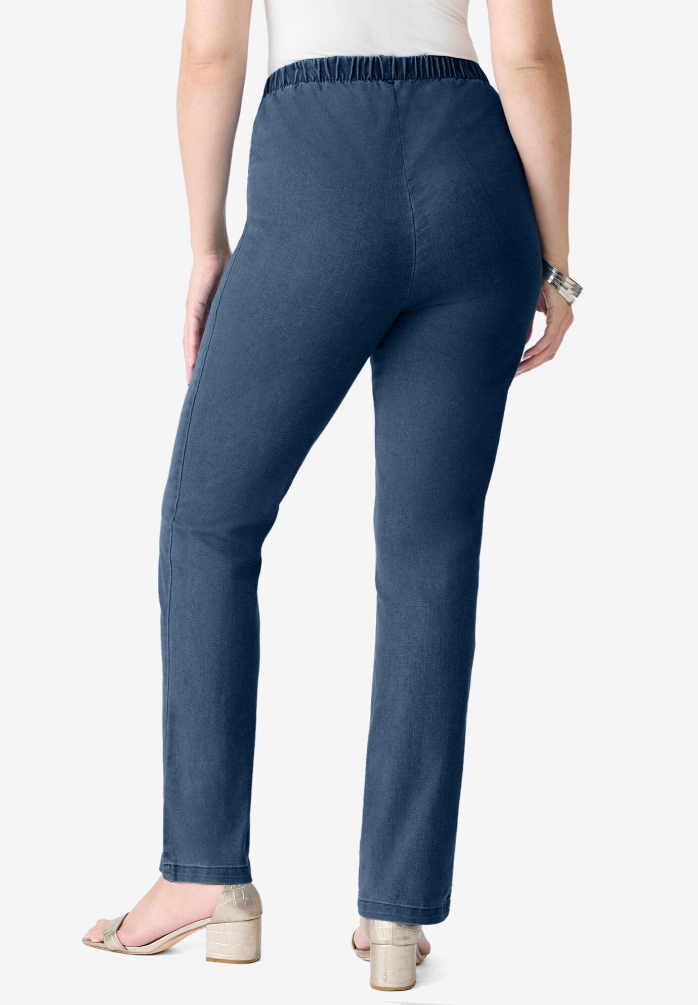 Plus Size Comfort Stretch Straight Leg Jean, MEDIUM STONEWASH SANDED, alternate image number 3