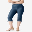 Plus Size Comfort Stretch Lace Up Capri Jean image number null