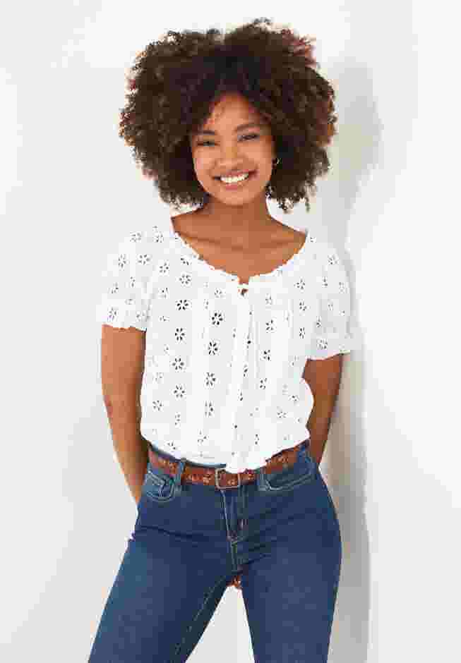 Eyelet Peasant Blouse image number 0