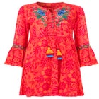 Boho Embroidered Crinkle Tunic image number null