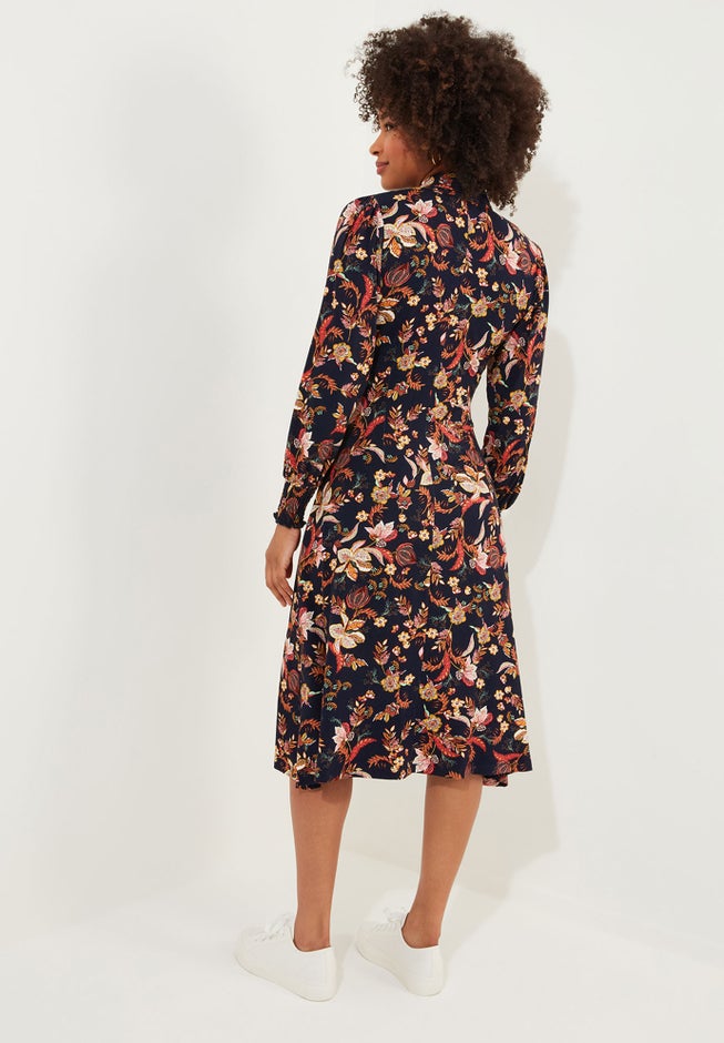 Stretch Knit Knot Front Midi Dress image number 1