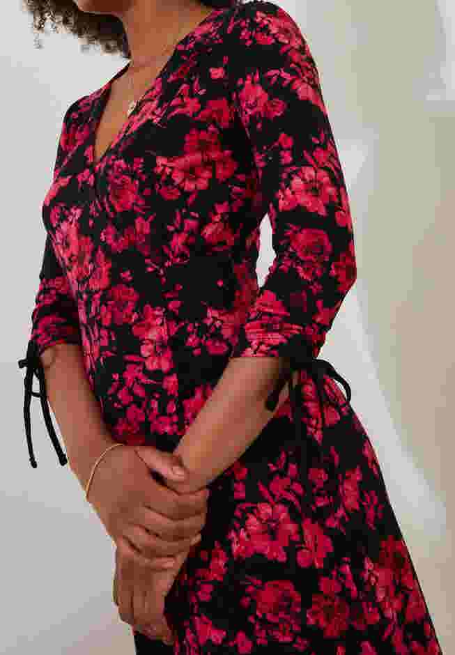 Stretch Knit Faux Wrap Midi Dress image number 2