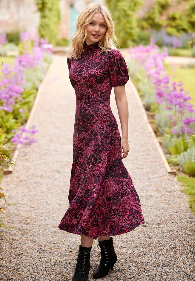 Stretch Knit Mockneck Midi Dress image number 2