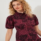 Stretch Knit Mockneck Midi Dress image number null