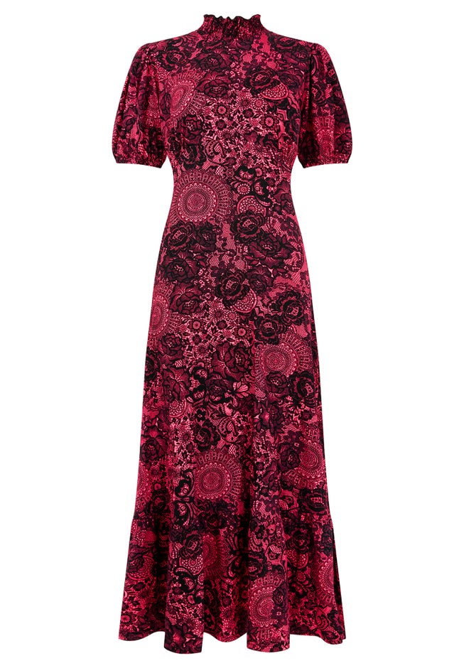 Stretch Knit Mockneck Midi Dress image number 4