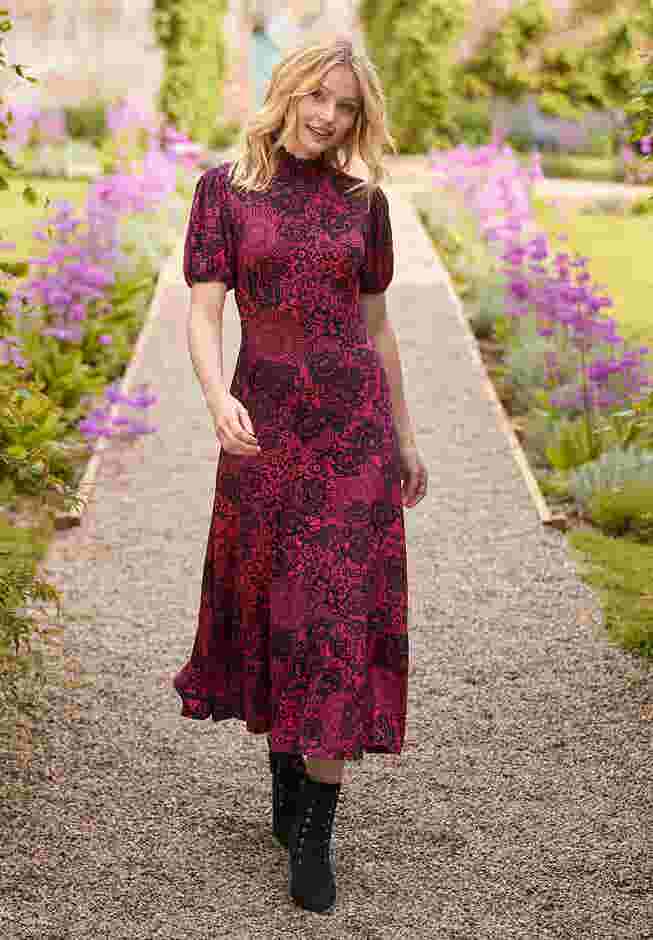 Stretch Knit Mockneck Midi Dress image number 0