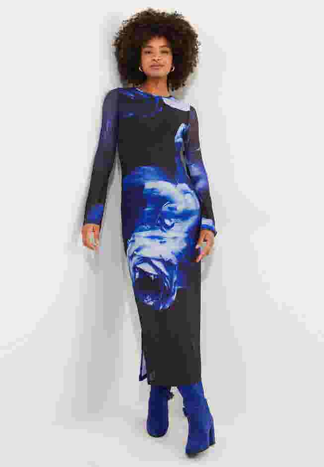 Stretch Mesh Midi Dress image number 4