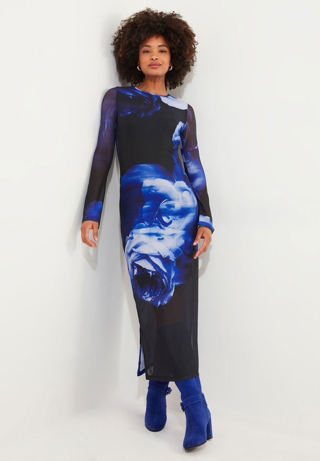 Stretch Mesh Midi Dress image number 4