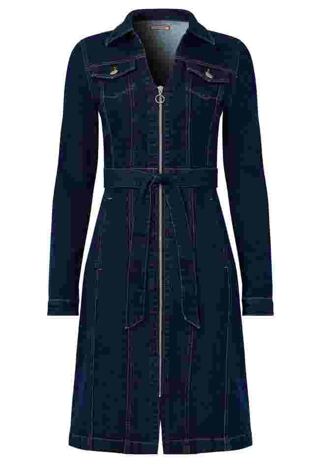 Belted Stretch Denim Dress image number 2