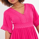 Crochet Trim Boho Midi Dress image number null