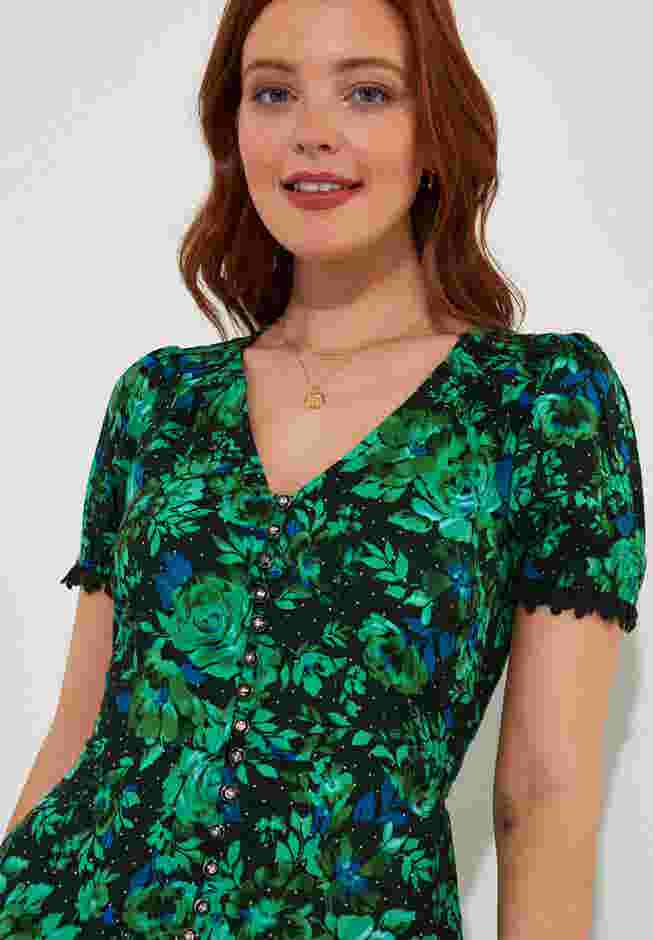 V-Neck Tiered Midi Dress image number 1