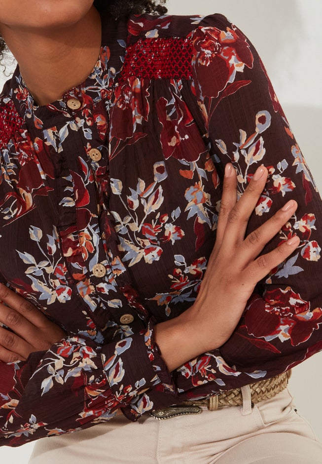 Sheer Button Front Blouse image number 1