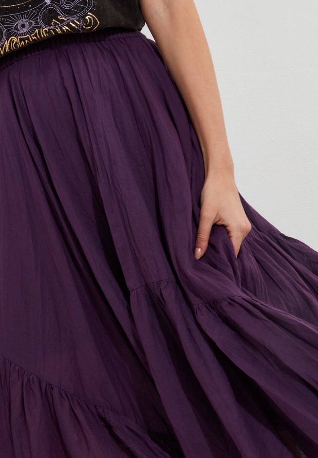 Handkerchief Hem Crinkle Midi Skirt image number 1