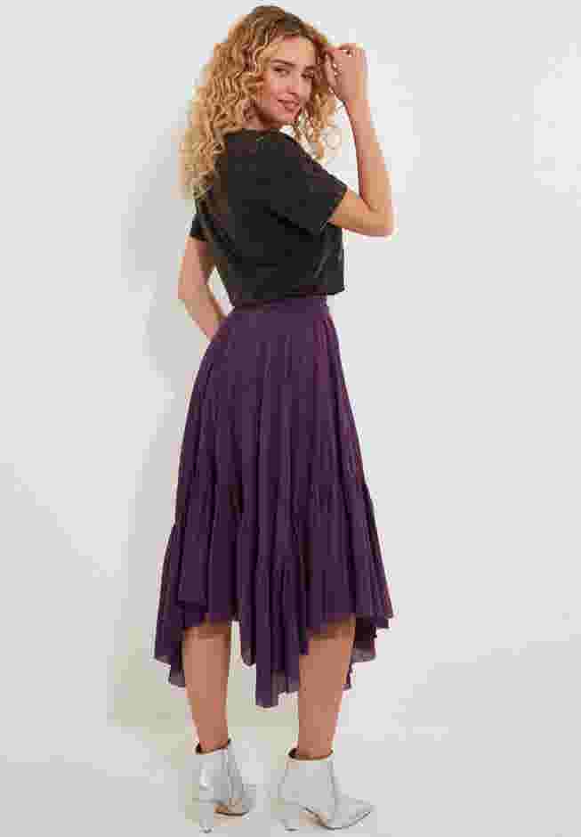 Handkerchief Hem Crinkle Midi Skirt image number 2