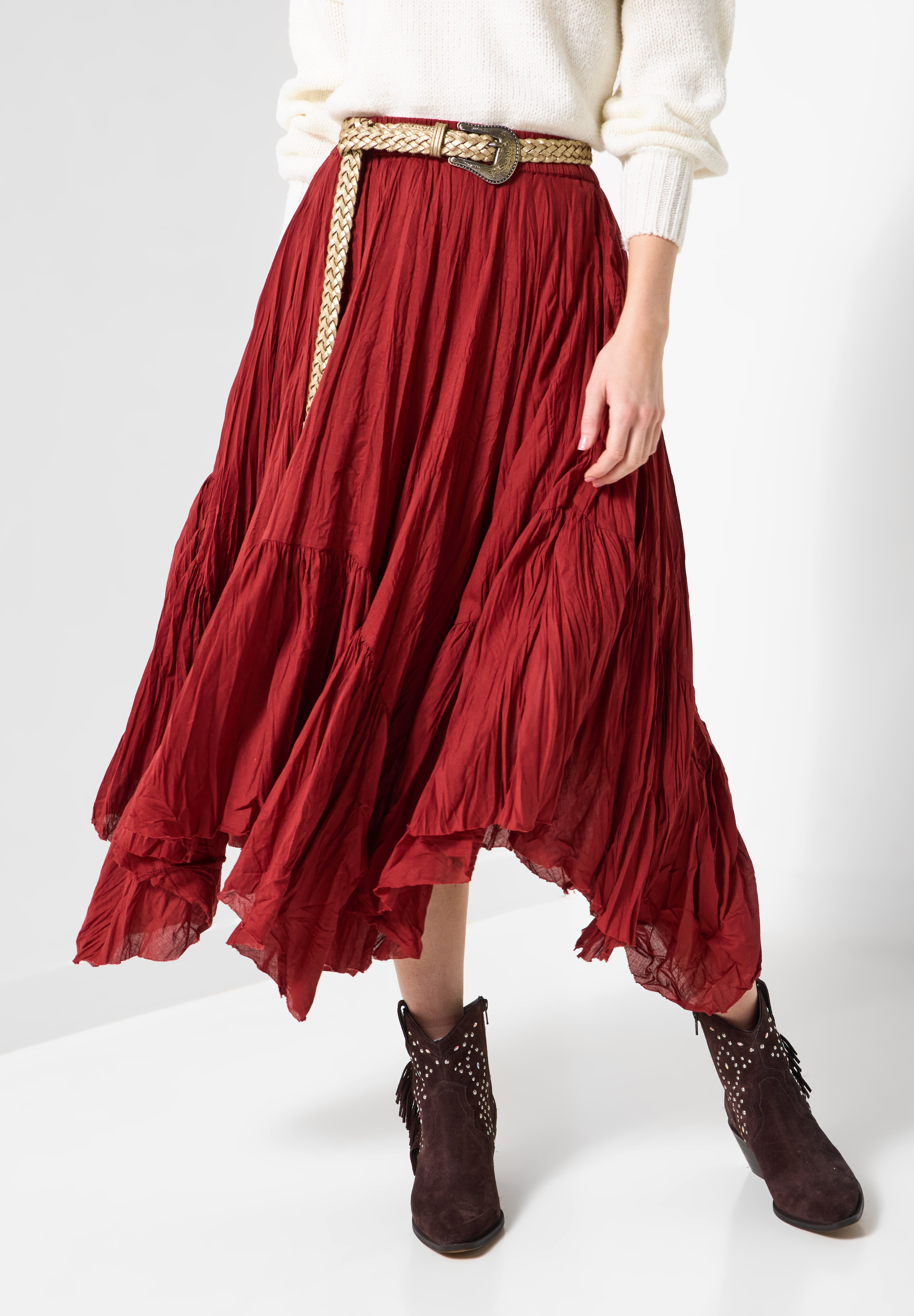 Handkerchief Hem Crinkle Midi Skirt image number 1