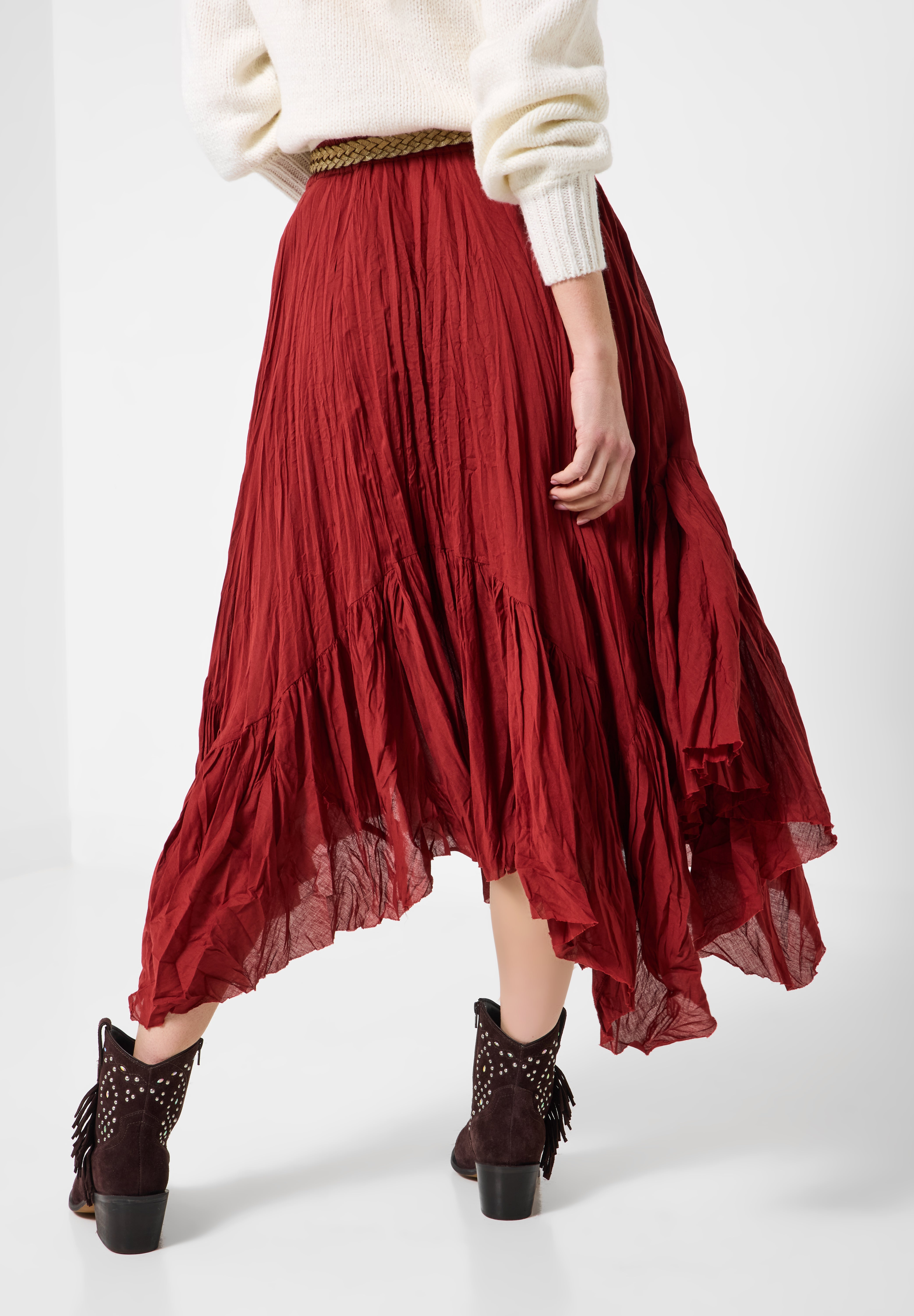 Handkerchief Hem Crinkle Midi Skirt image number 2
