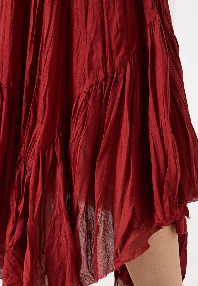 Handkerchief Hem Crinkle Midi Skirt image number 3