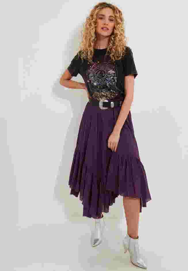 Handkerchief Hem Crinkle Midi Skirt image number 0