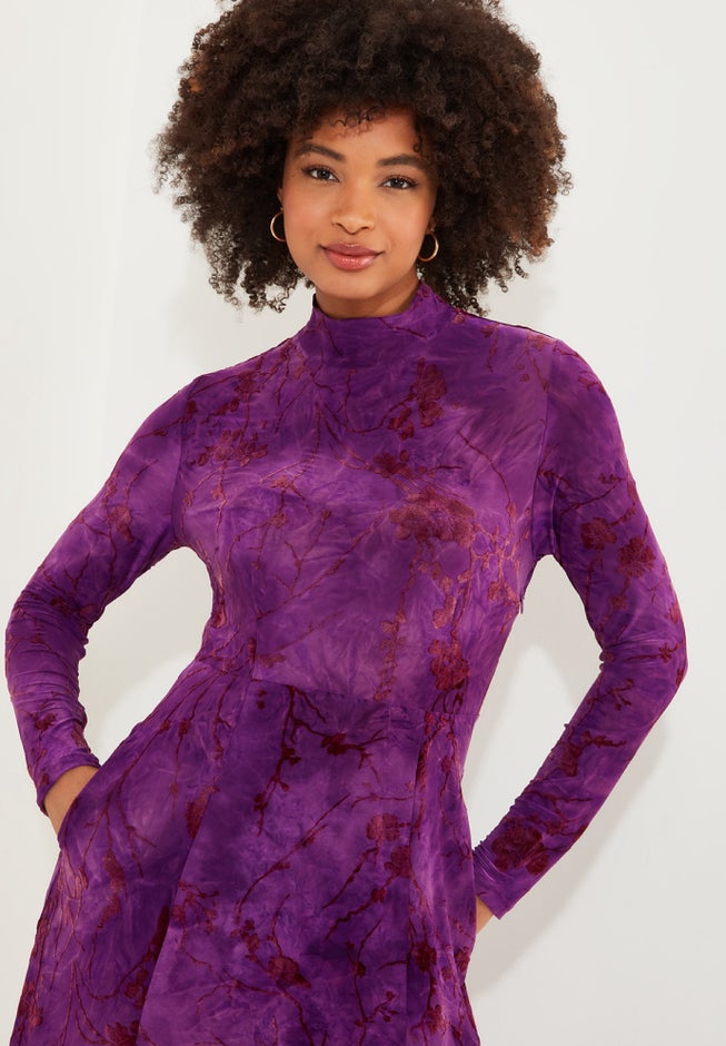 Mockneck Burnout Midi Dress image number 1