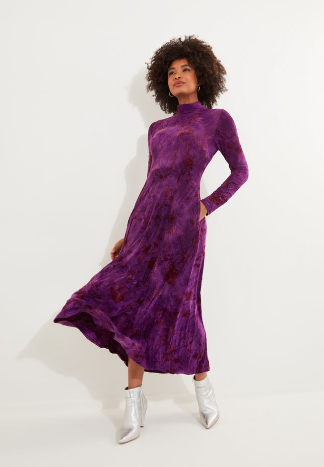 Mockneck Burnout Midi Dress image number 2