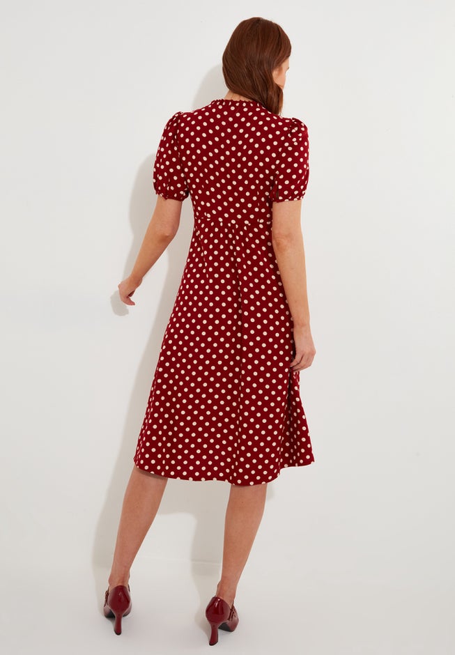 Retro Button-Front Knee-Length Dress image number 3