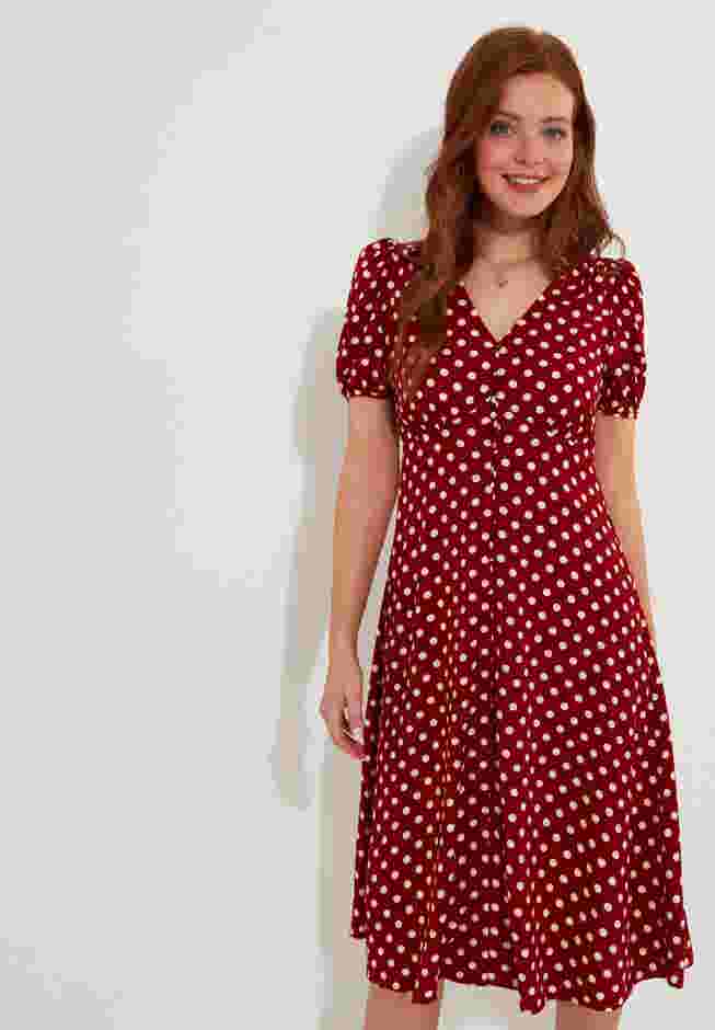 Retro Button-Front Knee-Length Dress image number 0