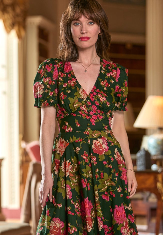 A-Line Button Front Midi Dress image number 1