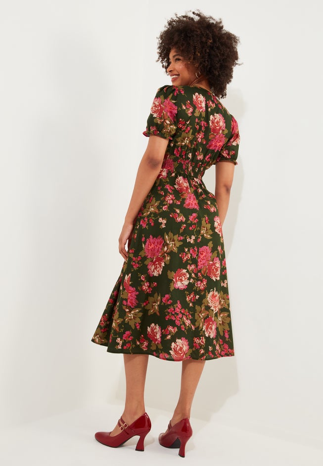 A-Line Button Front Midi Dress image number 3