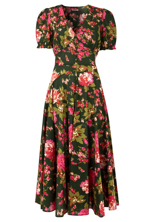 A-Line Button Front Midi Dress image number 4