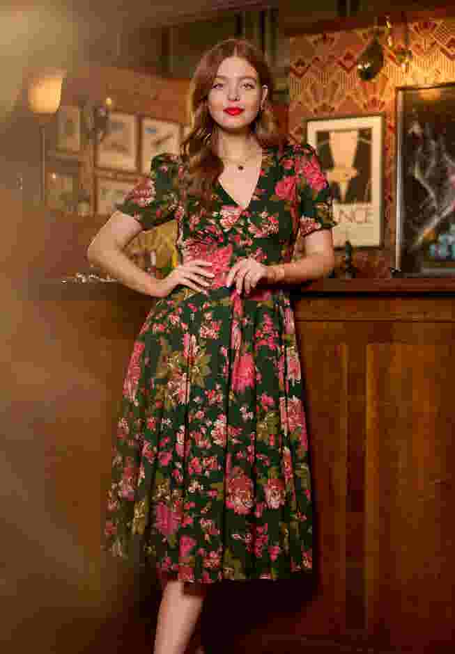A-Line Button Front Midi Dress image number 0