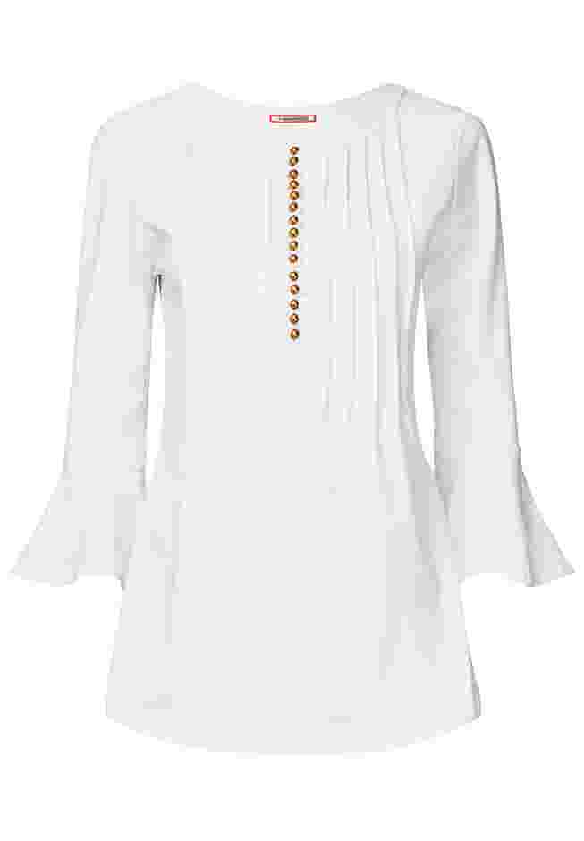 Stretch Cotton Bell Sleeve Henley image number 2