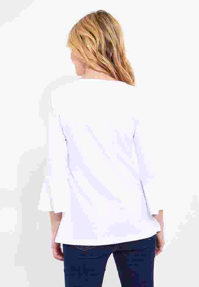 Stretch Cotton Bell Sleeve Henley image number 3