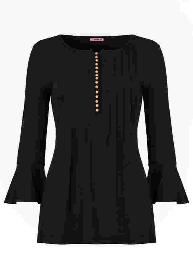 Stretch Cotton Bell Sleeve Henley image number 2