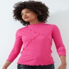 Stretch Cotton Lettuce Trim Top image number null