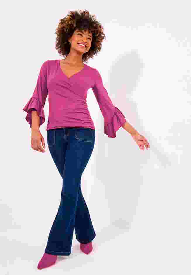 Stretch Knit Bell Sleeve Top image number 4