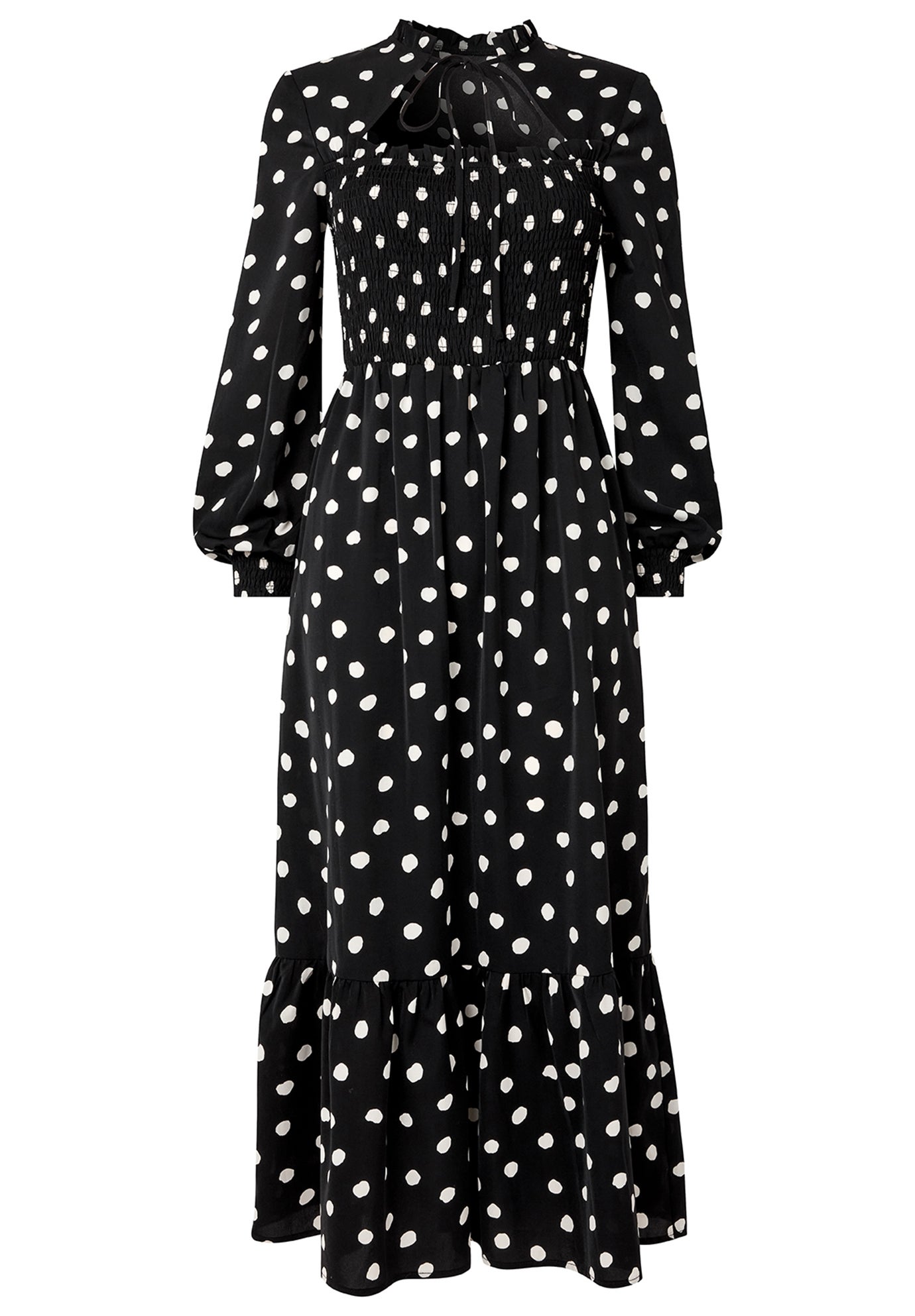 Long Sleeve Smocked Midi Dress image number 1