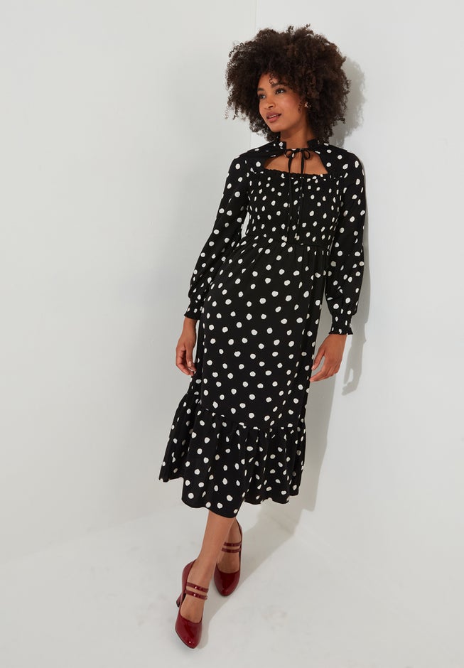 Long Sleeve Smocked Midi Dress image number 7
