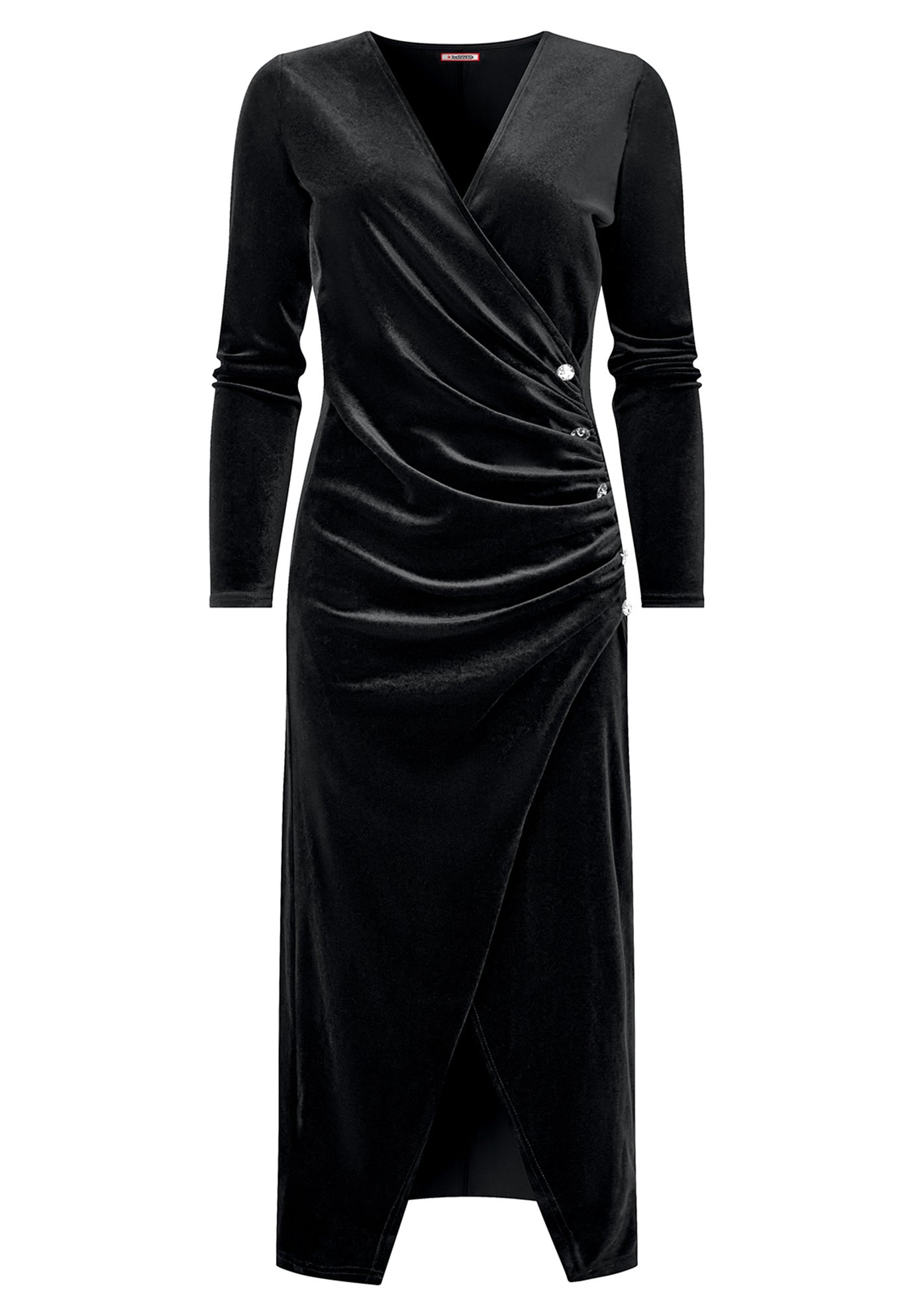 Velvet Faux Wrap Midi Dress image number 1